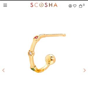 SCOSHA Mixed Gems Trio Huggie, solid 10k gold